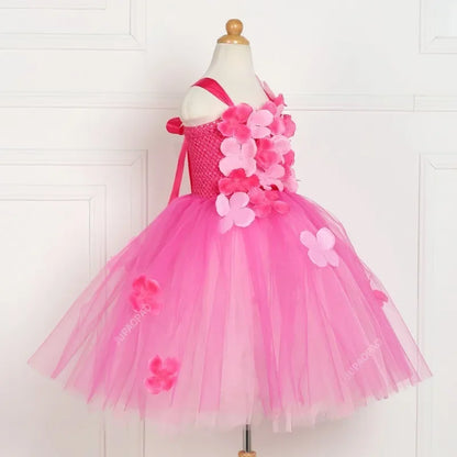 Cralom Pink Petal Princess Wedding Dress - Elegant Tulle Party Outfit