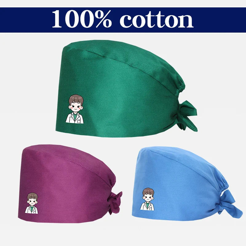 Cralom Cartoon Printed Surgical Scrub Caps for Medical & Pet Grooming Pros