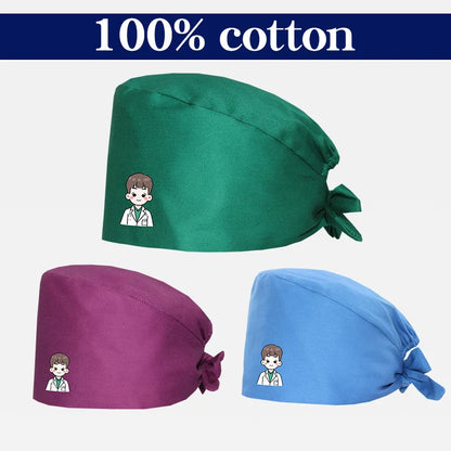 Cralom Cartoon Printed Surgical Scrub Caps for Medical & Pet Grooming Pros