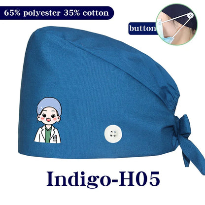 Cralom Cartoon Printed Surgical Scrub Caps for Medical & Pet Grooming Pros