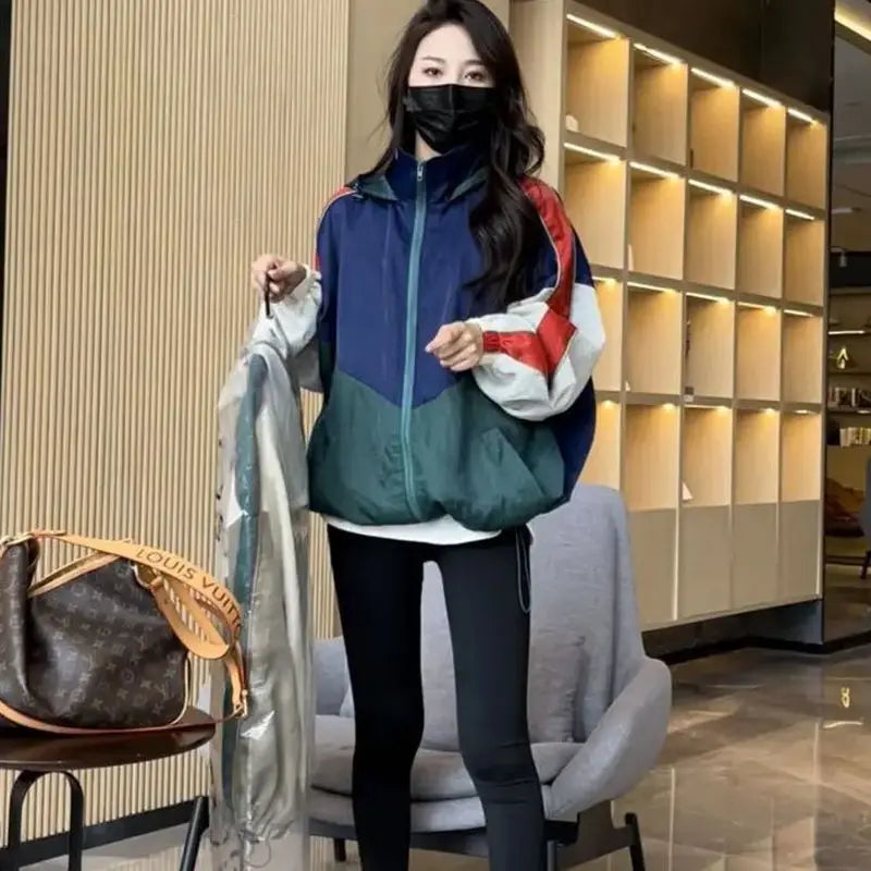 Cralom Zipper Sweatshirt Jacket Women's Streetwear 2024 Luxury Fashion Coat