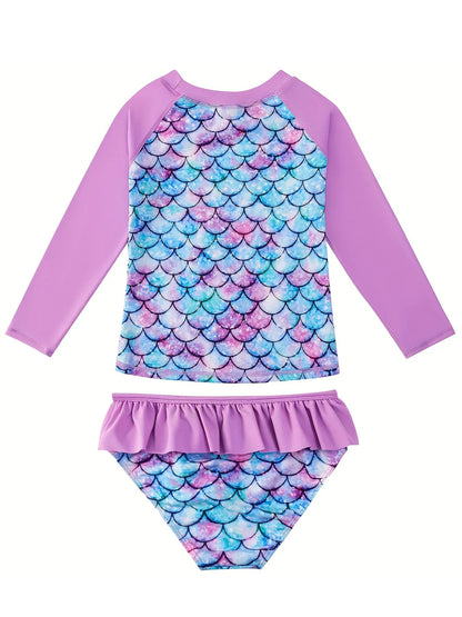 Cralom 3D Scale Print 2-Piece Kids Girl Swim Set