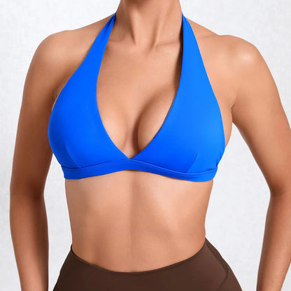 Cralom Halter Neck Sports Bra: Naked Feel Yoga Top, Quick Dry Workout Shirt