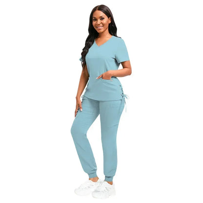 Cralom Women's Scrubs Set: Pink Navy Red Black Beauty Nurse Uniform