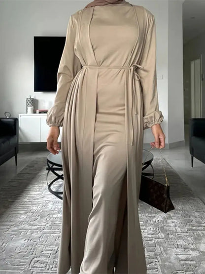 Helyn's Ramadan Eid Satin Abaya Dubai Set