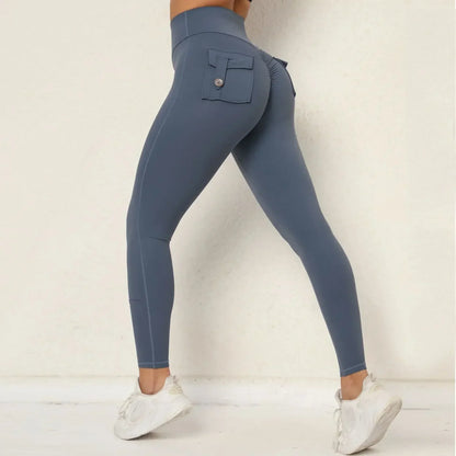 Cralom Seamless Yoga Leggings with Hip-lifting Design & Pocket