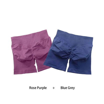 Cralom Seamless Leggings Gym Shorts Set for Women - Push-up Fitness Bottoms
