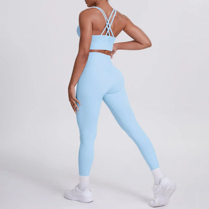 Cralom Seamless Yoga Set: Cross-Back Bra & Booty-Lifting Leggings