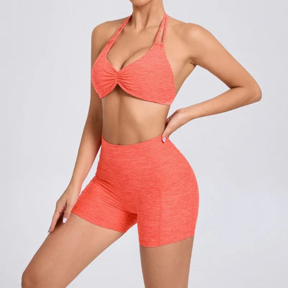 Cralom Women's Naked Feeling Yoga Set - Tight-Fit Sportswear with Side Pockets