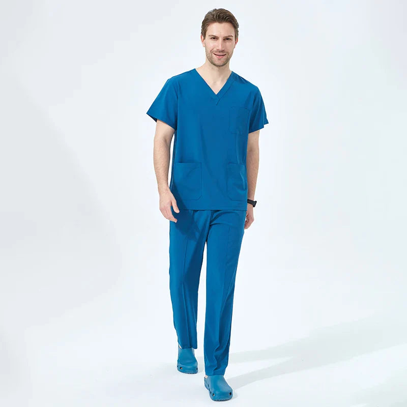 Cralom V-Neck Scrubs Set: Women's Slim Fit Surgeon Uniform Operating Room Stretch