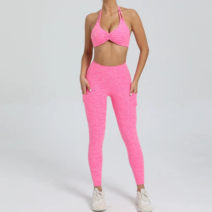 Cralom Color-Block High Waist Yoga Set - Slim Fit Bra & Pants