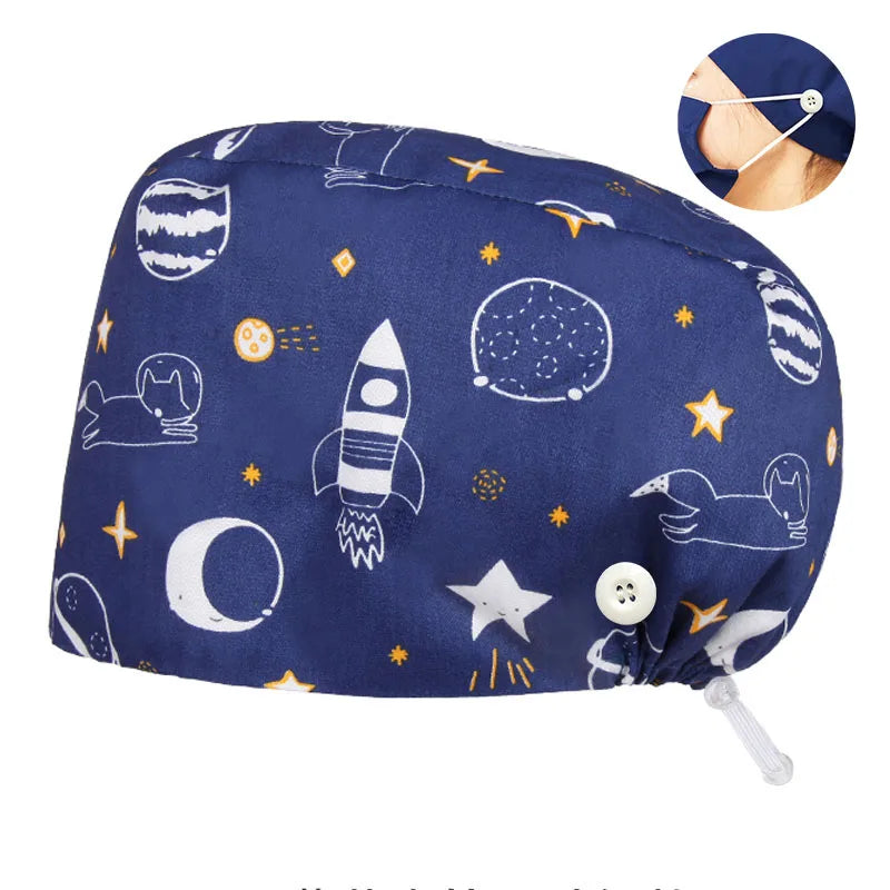 Cralom Dental Patterned Scrub Cap – Adjustable Surgical Work Hat for Nurses & Doctors
