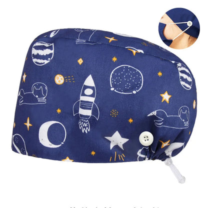 Cralom Dental Patterned Scrub Cap – Adjustable Surgical Work Hat for Nurses & Doctors
