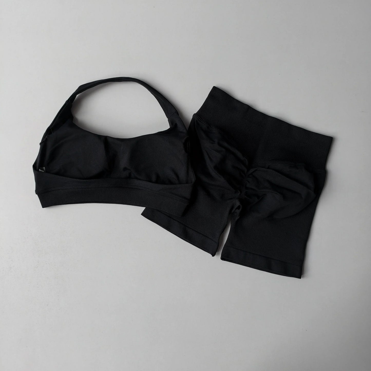 Cralom Seamless Impact Halter Yoga Bra Set with Scrunch But Gym Legging