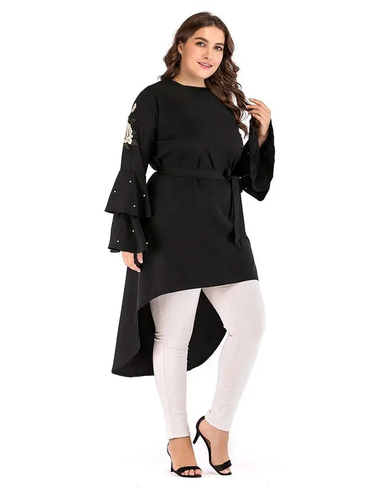 Cralom Ramadan Black Abaya Kaftan - Luxury Islamic Dress for Women