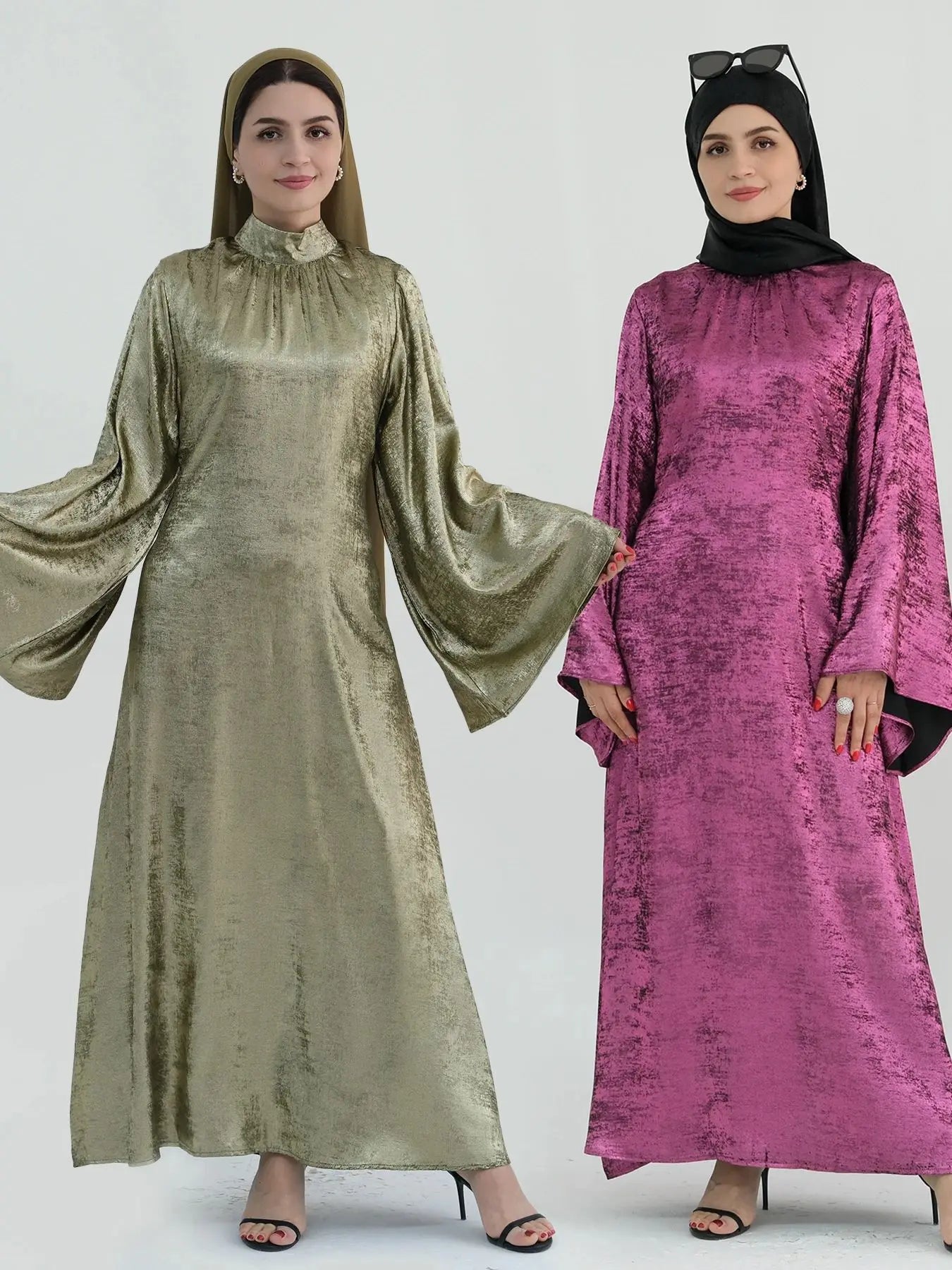 Cralom Ramadan Flare Sleeve Abaya Dress Modest Kaftan Luxury Dubai Abayas