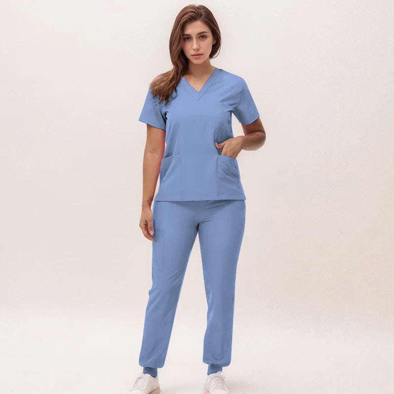 Cralom V-Neck Scrub Set - Premium Nurse Uniform & Doctor Surgical Workwear