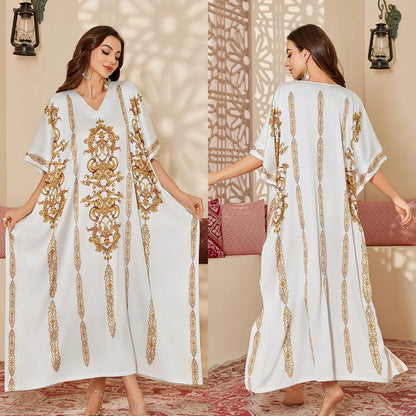Cralom Printed Long Nightdress for Women in Elegant Spring Design