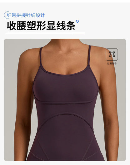Cralom Cross Back Jumpsuit Yoga Set Gym Running Fitness Hip Lift Kit