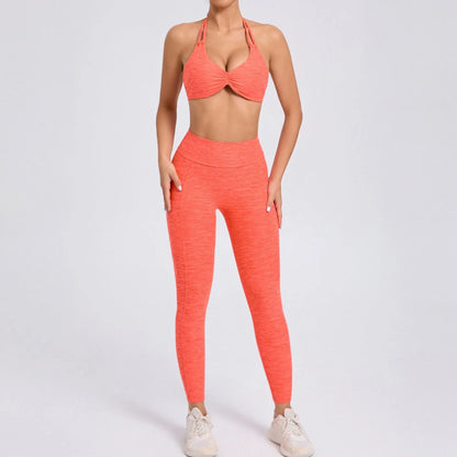 Cralom Color-Block High Waist Yoga Set - Slim Fit Bra & Pants
