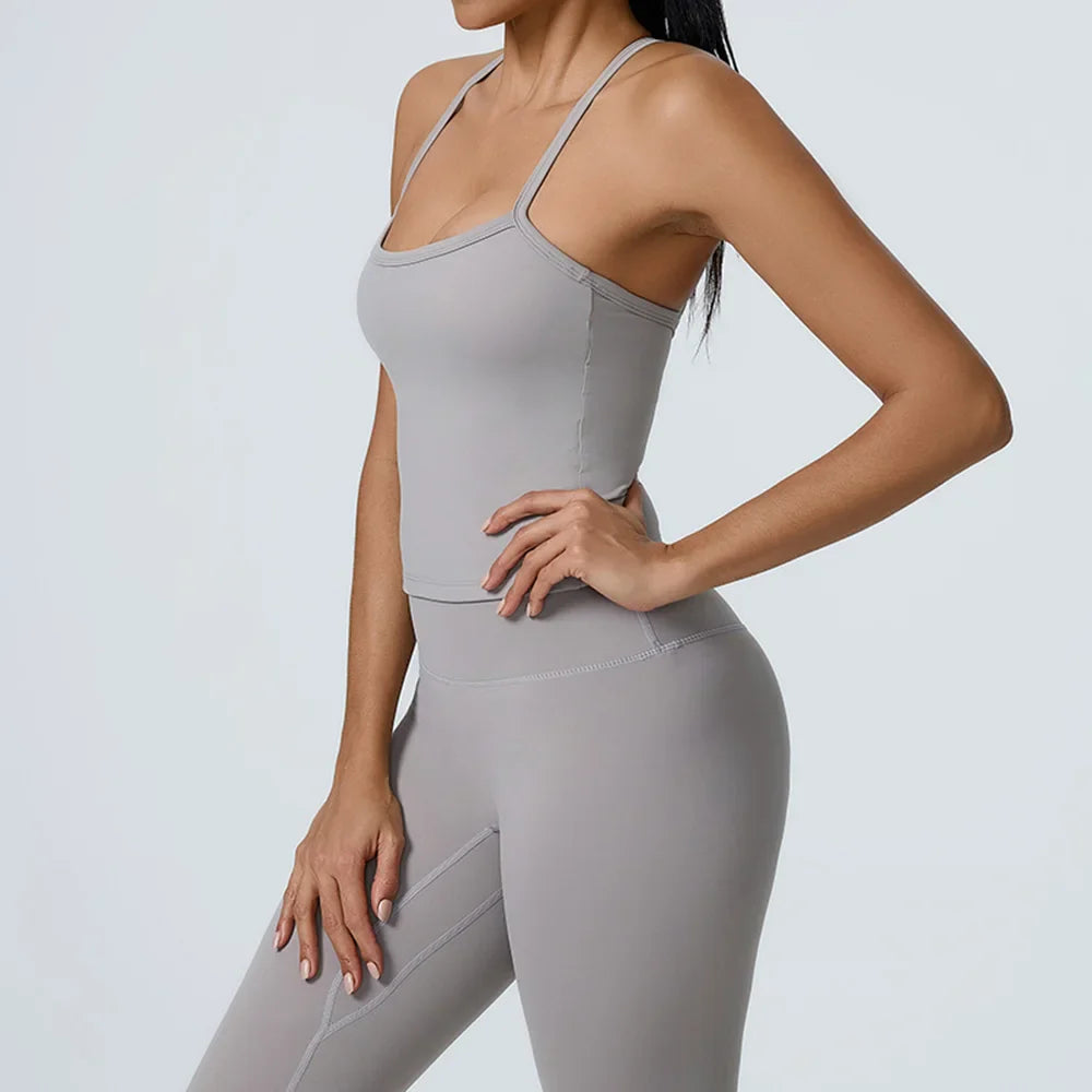 Cralom Yoga Tank Top Women Workout Gym Training Vest Quick Dry Sportswear