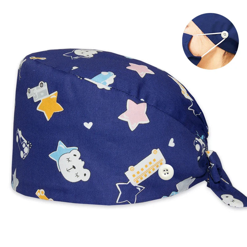 Cralom Cotton Scrub Caps with Sweatband for Medical Professionals