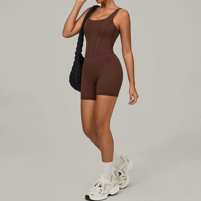 Cralom Seamless Yoga Jumpsuit with Adjustable Straps for Fitness & Workout