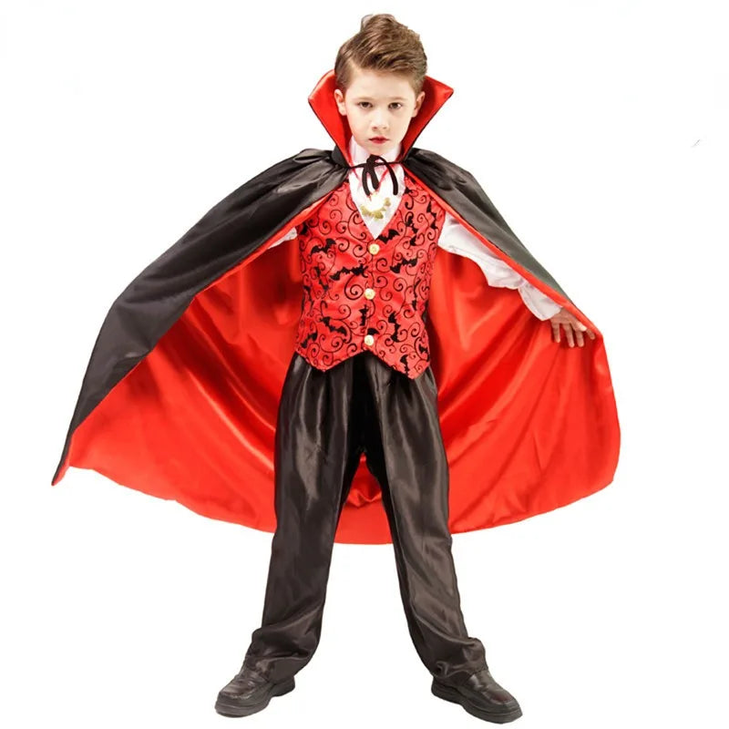 Cralom Boys Vampire Cosplay Costume Kids Halloween Carnival Party Outfit