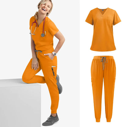 Cralom Multicolour Jogger Scrubs Set with Pocket Pants
