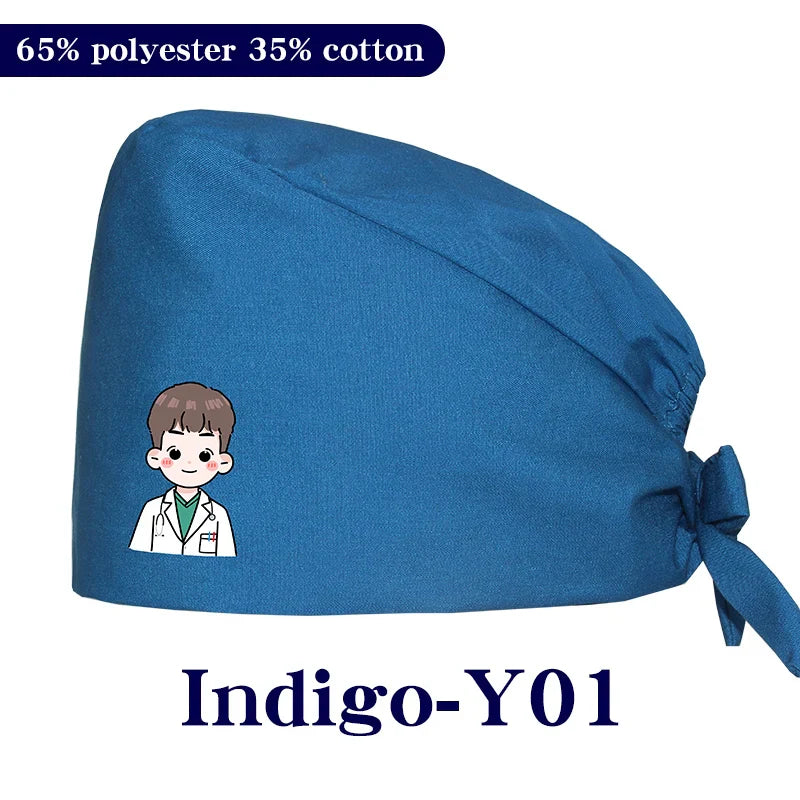 Cralom Cartoon Printed Surgical Scrub Caps for Medical & Pet Grooming Pros