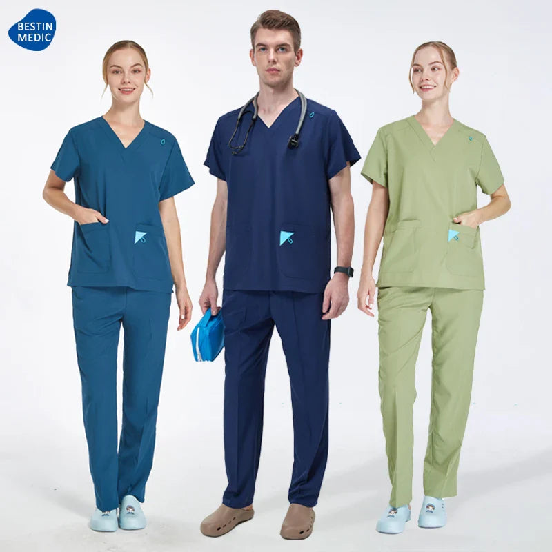 Cralom V-Neck Top & Straight Leg Pant Medical Scrub Set
