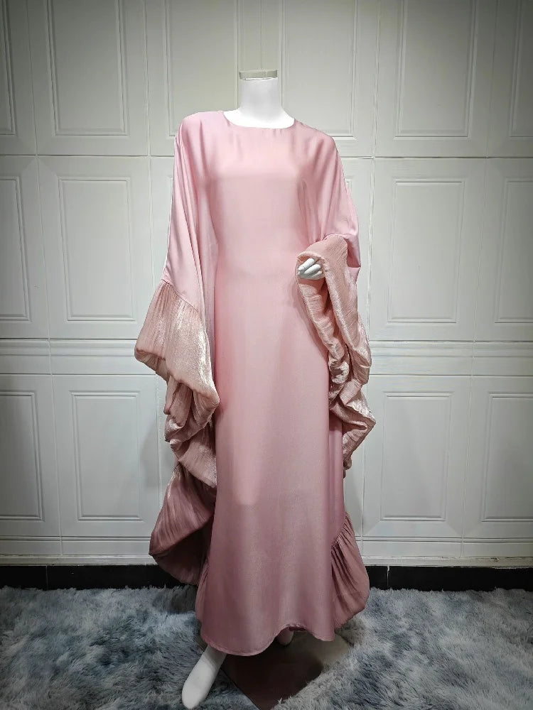 Helyn's Luxury Satin Abaya: Elegant Muslim Long Dress for Women