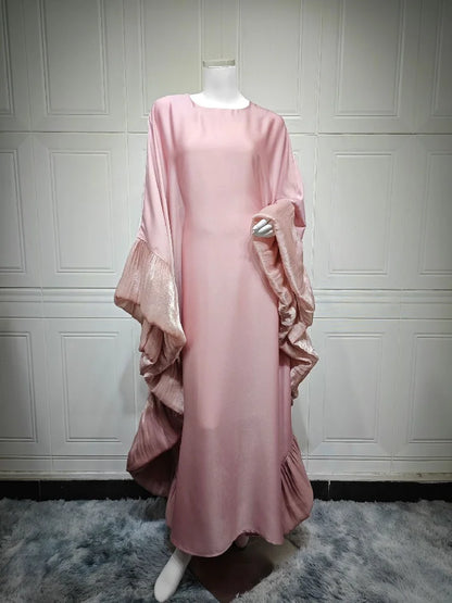 Helyn's Luxury Satin Abaya: Elegant Muslim Long Dress for Women