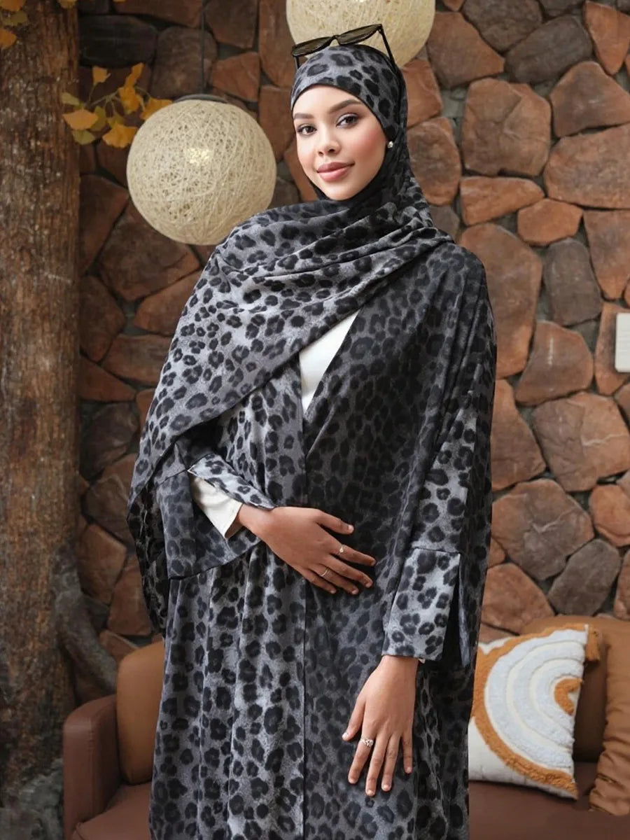 Helyn's Eid Leopard Kimono Cardigan Dress: Luxury Ramadan Fashion