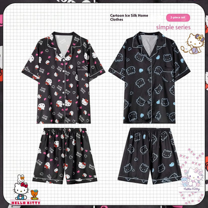Cralom 2025 Summer Ice Silk Pajamas Set for Couples