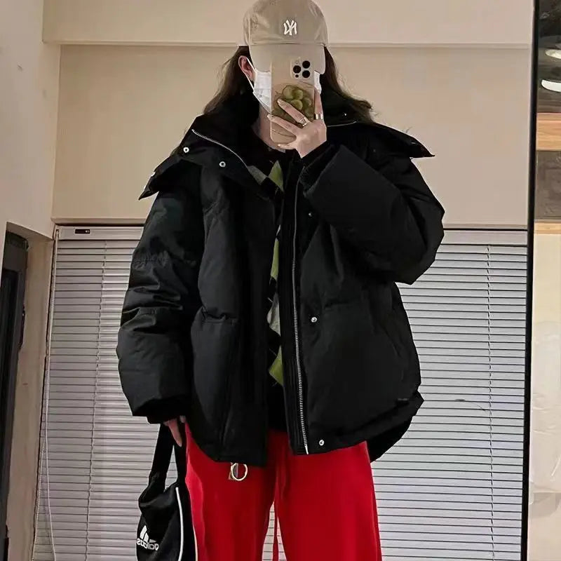 Cralom Winter College Love Hooded Down Cotton Padded Jacket