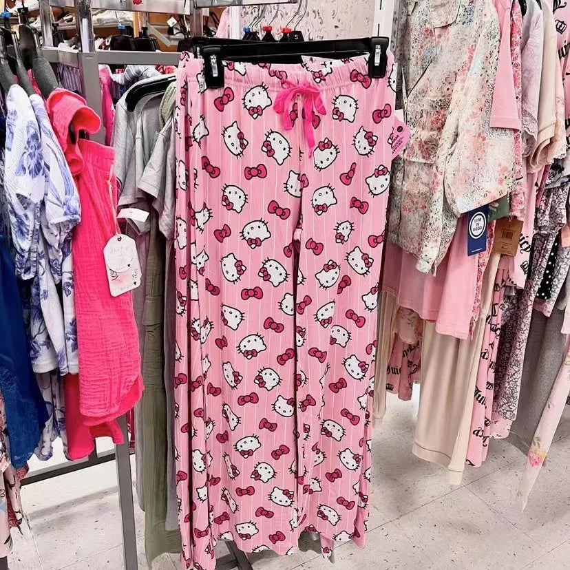 Cralom Hello Kitty Women's Loose Pink Sleep Pants