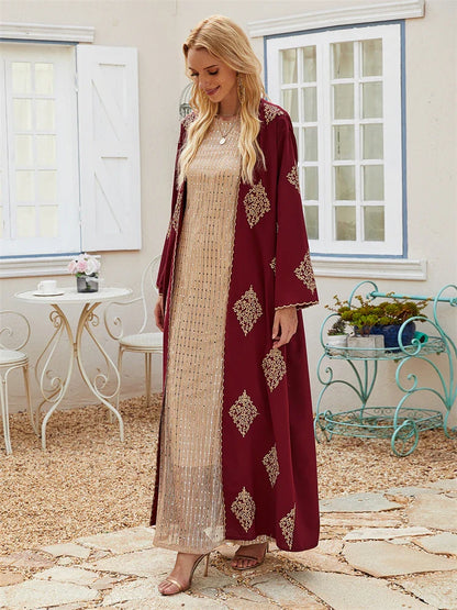 Cralom Red Open Kimono Abaya - Cralom Ramadan Collection