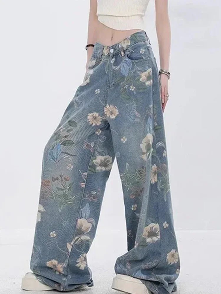 Cralom Vintage Printed High Waist Wide Leg Jeans 2025 - Women's Fashion