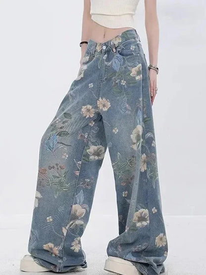 Cralom Vintage Printed High Waist Wide Leg Jeans 2025 - Women's Fashion