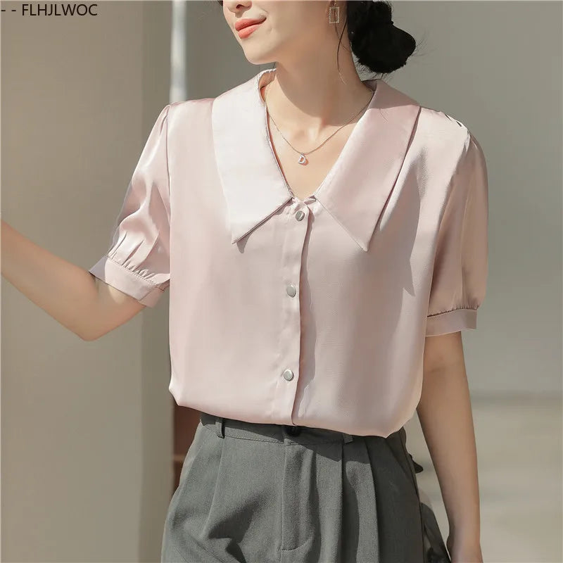 Cralom Pink Chiffon Button-Up Blouse - Summer 2025 Collection