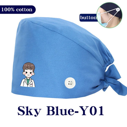 Cralom Cartoon Printed Surgical Scrub Caps for Medical & Pet Grooming Pros