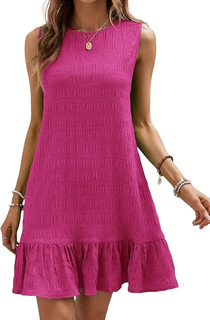 Cralom Women's Summer A-Line Midi Dress - Elegant Vintage Casual Loose Short Dresses
