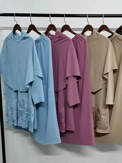 Cralom Cralom Ramadan Abaya Set - Modest Muslim Women's 3 Piece