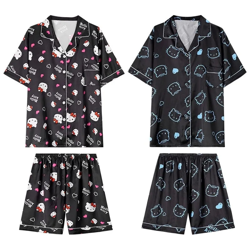 Cralom 2025 Summer Ice Silk Pajamas Set for Couples