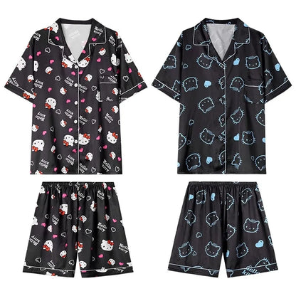 Cralom 2025 Summer Ice Silk Pajamas Set for Couples
