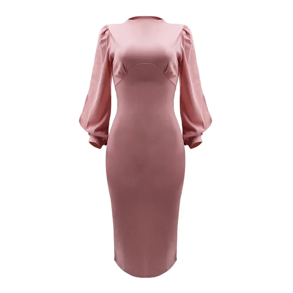 Cralom Round Neck Long Sleeve Hollow Sleeve Women's Dress