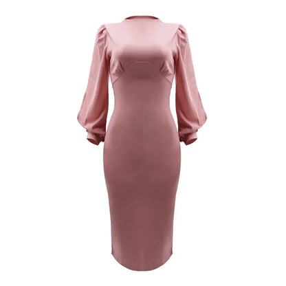 Cralom Round Neck Long Sleeve Hollow Sleeve Women's Dress