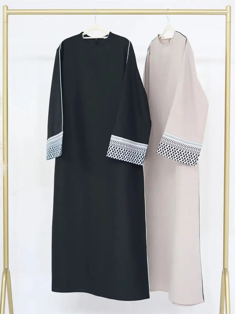 Cralom Black Ramadan Eid Modest Abaya Kaftan Dress