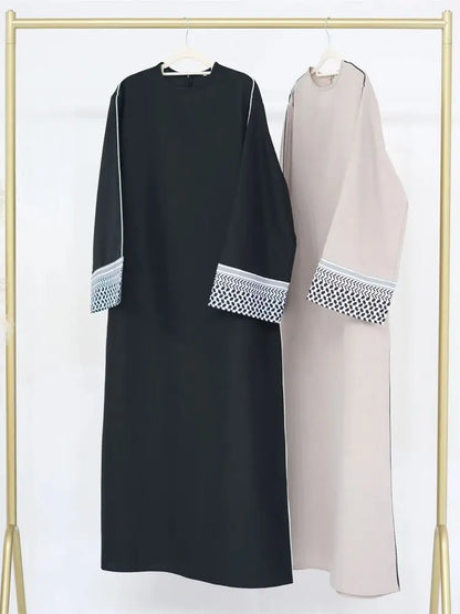 Cralom Black Ramadan Eid Modest Abaya Kaftan Dress